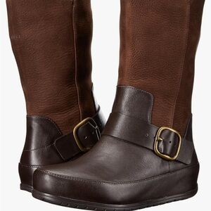 FitFlop Women's Dueboot Biker Winter Boot, Chocolate Brown